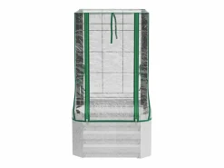 Sale Jardinera elevada con enrejado y 3 estantes, jardinera de madera, para plantas trepadoras, gris (53x53x90 cm) Plateado
