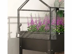 Outlet Jardinera elevada con tapa transparente, de metal resistente, color (60 x 60 x 120 cm) Invernadero De Jardín
