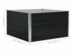 Clearance Jardinera elevada de acero galvanizado antracita 100x100x45 cm Jardinera