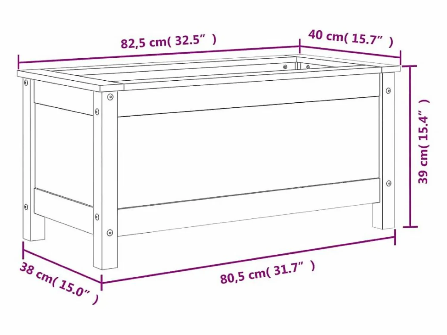 Clicnbuy Jardinera madera maciza de abeto Douglas 82,5x40x39 cm