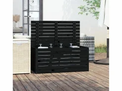 Jardinera negra 101x50,5x46,5 cm madera maciza de pino Negro