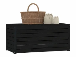 Jardinera negra 101x50,5x46,5 cm madera maciza de pino Negro