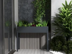 Vente-unique Jardinera sobre base en acero antracita - An100 x P30 x Al80cm - YGOS