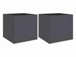 Clicnbuy Jardineras 2 unidades acero laminado en frío antracita 49x47x46 cm