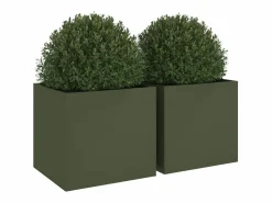 Discount Jardineras 2 unidades acero laminado en frío oliva 49x47x46 cm Jardinera