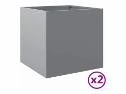 Best Clicnbuy Jardineras 2 unidades acero galvanizado 49x47x46 cm Plateado