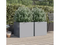 Best Clicnbuy Jardineras 2 unidades acero galvanizado 49x47x46 cm Plateado