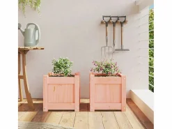 Clicnbuy Jardineras de jardín 2 unidades madera maciza Douglas
