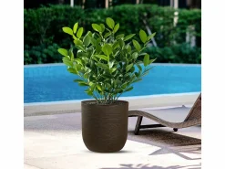 Hot Jarrón cilíndrico de resina Raffaello Marrone de 35 x 34 cm para plantas de interior y exterior Jarrón
