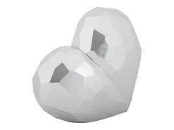 Jarrón corazón de resina plateada 19x9x18 cm Plateado