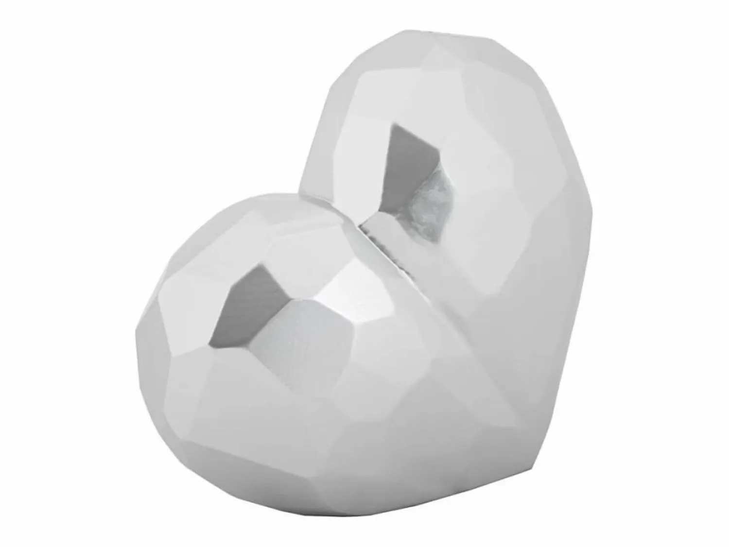 Jarrón corazón de resina plateada 19x9x18 cm Plateado