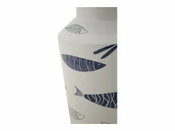Sale Jarrón de cerámica con forma de pez 14x34 cm Blanco
