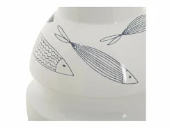 Jarrón de cerámica con forma de pez 15x24 cm Blanco
