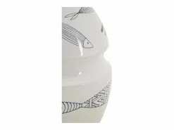 Jarrón de cerámica con forma de pez 15x24 cm Blanco