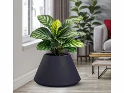 Jarrón de resina para plantas de interior y exterior diseño redondo cónico d.60x35h Stromboli Antracita