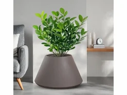 Hot Jarrón de resina para plantas de interior y exterior diseño redondo cónico d.60x35h Stromboli Tortora Jarrón