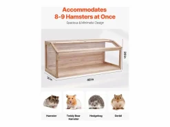 Jaula de Madera para Hámster, SucceBuy, 122 cm, Hábitat para Ratones, Roedores y Pequeños Animales Color natural claro