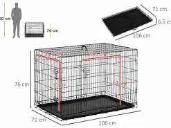 Discount PawHut Jaula de perro 106x68x76 cm Negro