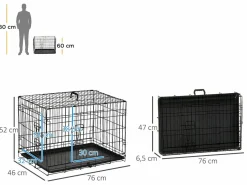 PawHut Jaula de perro 76x46x52 cm