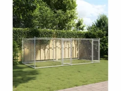 Outlet Jaula de perros con puertas acero galvanizado 4x2x1,5 m ES719724 Transportín De Paseo Para Animales