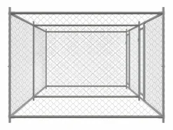 Outlet Jaula de perros con puertas acero galvanizado 4x2x1,5 m ES719724 Transportín De Paseo Para Animales