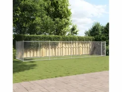 Jaula de perros con puerta acero galvanizado 8x2x1,5 m ES557059
