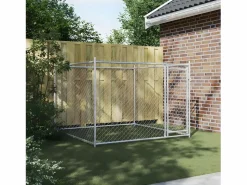 Jaula de perros con puerta acero galvanizado 2x2x1,5 m ES789382 Gris