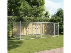 Clicnbuy Jaula de perros con puertas acero galvanizado 4x2x1,5 m