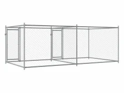 Clicnbuy Jaula de perros con puertas acero galvanizado 4x2x1,5 m