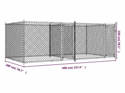 Clicnbuy Jaula de perros con puertas acero galvanizado 4x2x1,5 m