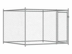 Clearance Clicnbuy Jaula de perros con puerta acero galvanizado 2x2x1,5 m Gris