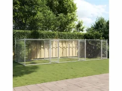 Hot Jaula de perros con puertas acero galvanizado 6x2x1,5 m ES488297 Gris