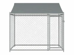 Hot Jaula de perros techo y puerta acero galvanizado 2x2x2 m ES563216 Gris