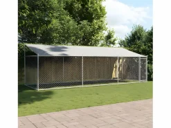 Sale Jaula de perros techo y puerta acero galvanizado 6x2x2 m ES273674 Gris