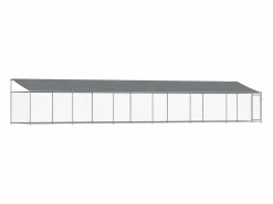 New Clicnbuy Jaula de perros techo y puerta acero galvanizado 12x2x2 m Gris
