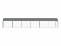 New Clicnbuy Jaula de perros techo y puerta acero galvanizado 12x2x2 m Gris
