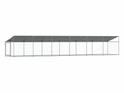New Clicnbuy Jaula de perros techo y puerta acero galvanizado 12x2x2 m Gris