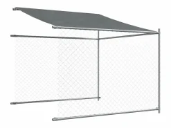 New Clicnbuy Jaula de perros techo y puerta acero galvanizado 12x2x2 m Gris