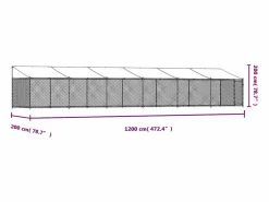 New Clicnbuy Jaula de perros techo y puerta acero galvanizado 12x2x2 m Gris