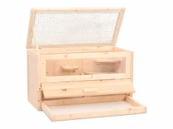 Outlet Jaula para hámster madera maciza abeto 60x30x35 cm ES152225 Transportín De Paseo Para Animales