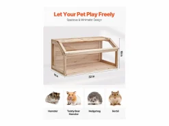 Outlet Jaula para Hámster y Roedores, SucceBuy Jaula de Madera para Hámster, 81 cm, Hábitat para Ratones, Roedores y Pequeños Animales Transportín De Paseo Para Animales