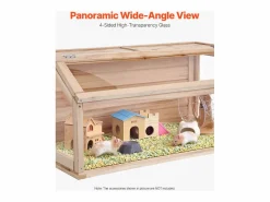 Outlet Jaula para Hámster y Roedores, SucceBuy Jaula de Madera para Hámster, 81 cm, Hábitat para Ratones, Roedores y Pequeños Animales Transportín De Paseo Para Animales
