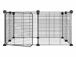 Outlet Jaula para mascotas de 8 paneles con puerta acero 35x35cm ES366735 Negro