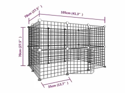 Online Jaula para mascotas de 20 paneles puerta acero 35x35 cm ES141792 Negro