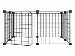 Jaula para mascotas de 8 paneles con puerta acero 35x35cm ES726116 Negro