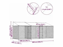 Hot Jaula para perro 600 x 200 x 256 cm Acero Galvanizado Seguridad Para Mascotas