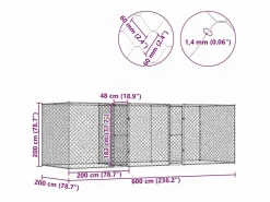 Clicnbuy Jaula para perro 600 x 200 x 200 cm Acero Galvanizado