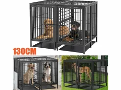 Online Jaula para perros con 3 puertas interiores, gran transportín XXL con bandeja extraíble 90x62x68cm Transportín De Paseo Para Animales