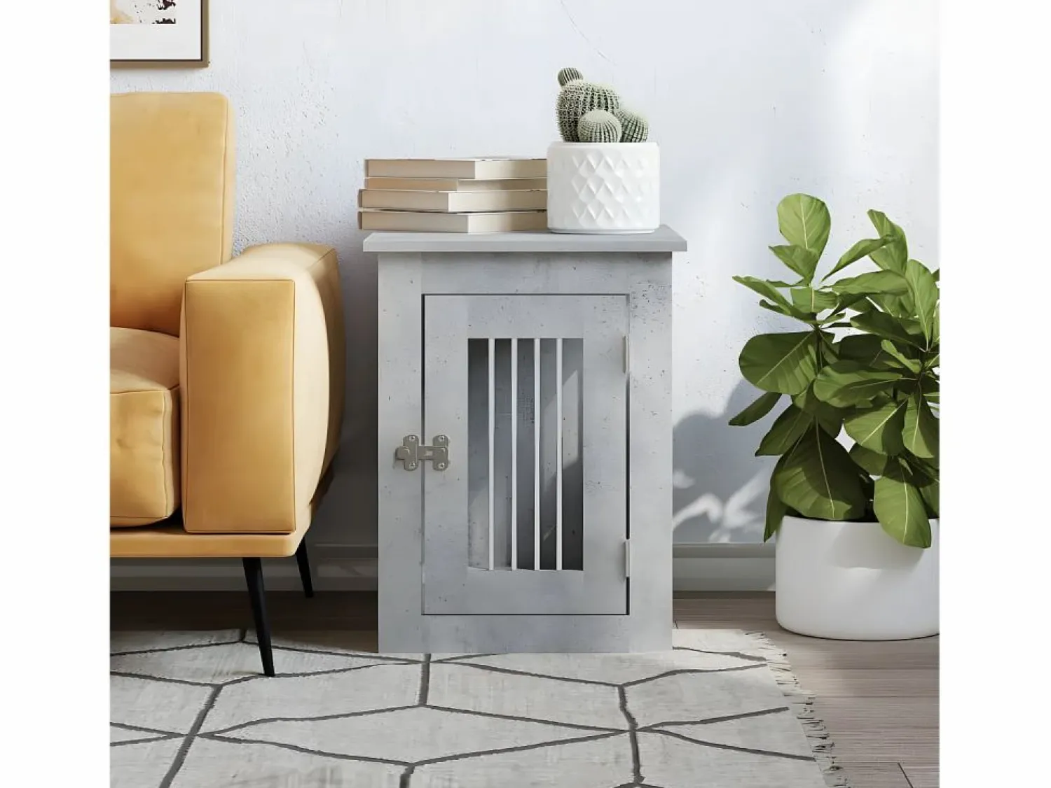 Discount Jaula para perros madera ingeniería hormigón 45x62x59 cm ES458084 Gris