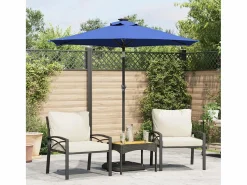 Best Garden Furniture Jeanerette Sombrilla de jardín con poste de acero azul 225x225x212 cm